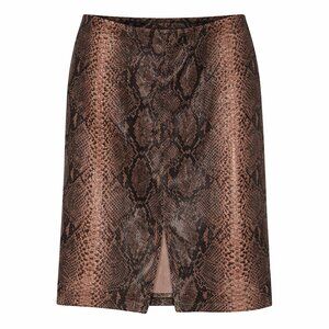 BOSTON PROPER Tan Brown Animal Print Front Split Skirt Size S